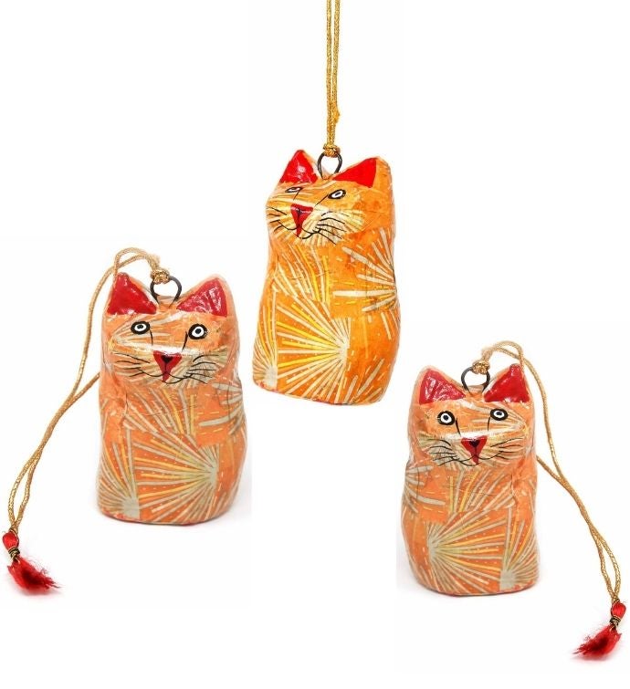 Handpainted Ornament Cat Figurine - Pack Of 3